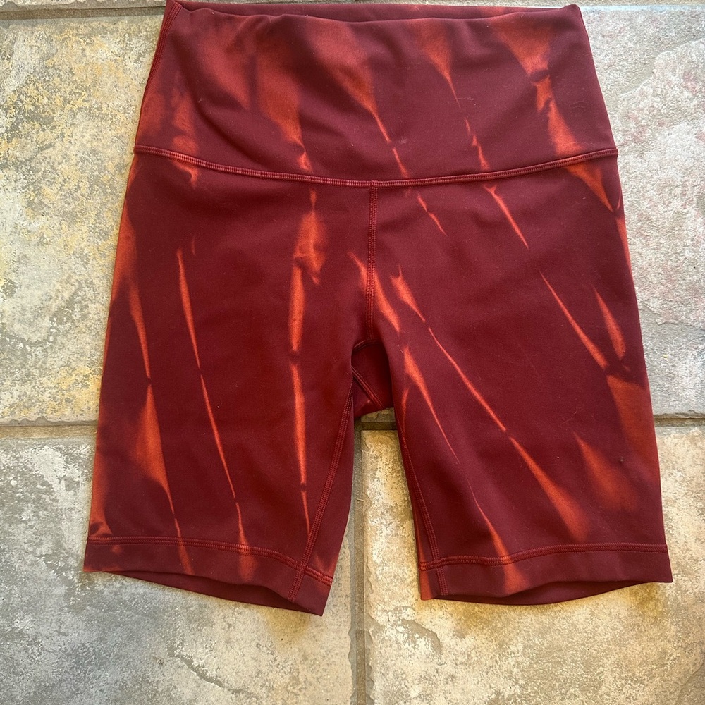 Lululemon Athletica Red Tie-Dye Athletic Shorts